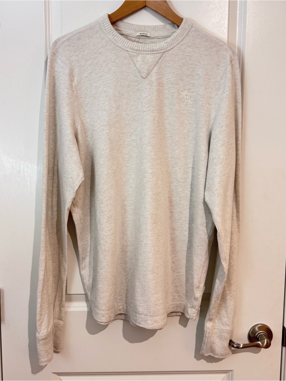 Abercrombie & Fitch Men’s Y2K Muscle Tee Long Sleeve Sz XXL 2XL White Beige